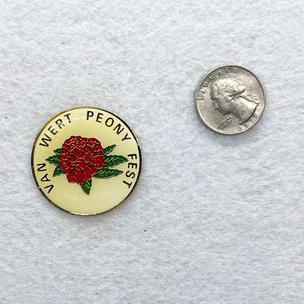🔮 5/$25 Vintage Van Wert‎ Peony Fest Pin